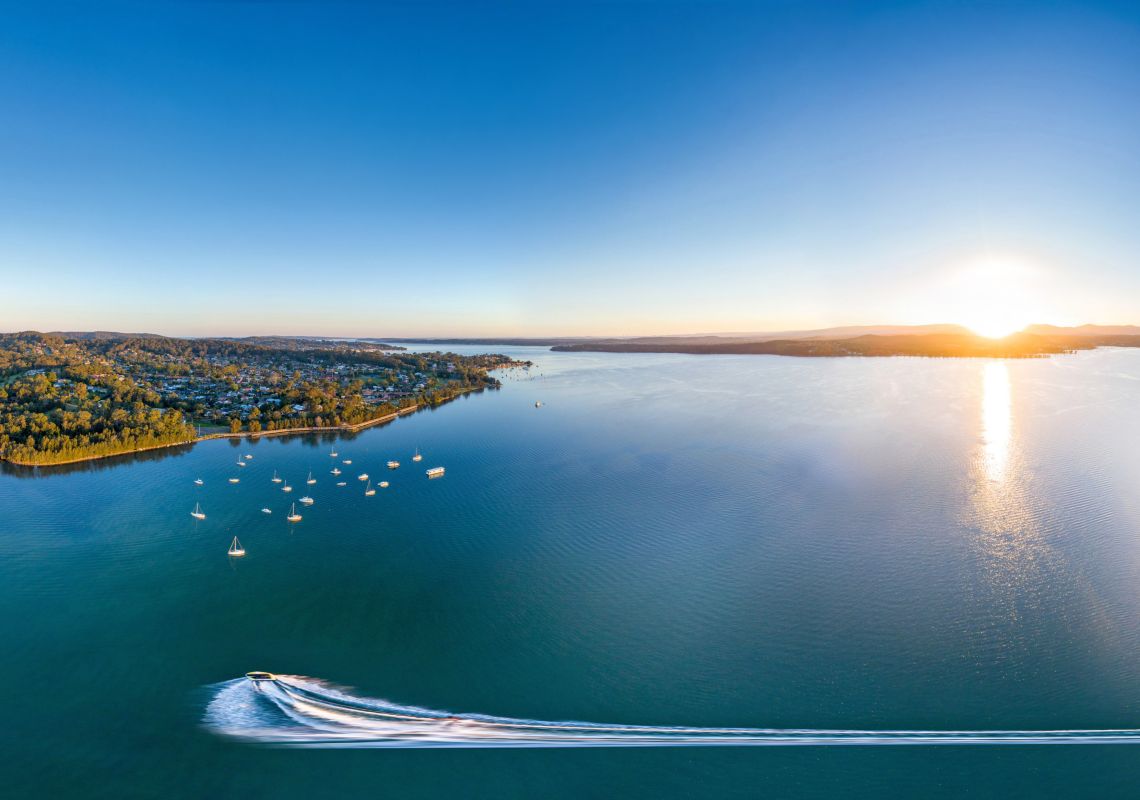 View of Lake Macquarie from The Esplanade Motel in Warners Bay, Lake Macquarie Area, North Coast